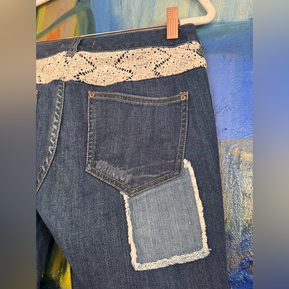 Free People Patch Crochet Lace Jeans size 27 - Picture 10 of 16